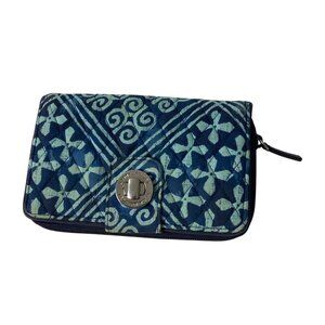 Vera Bradley Cuban Tiles Turn‎ Lock Wallet 8"x5" Vibrant Blue
